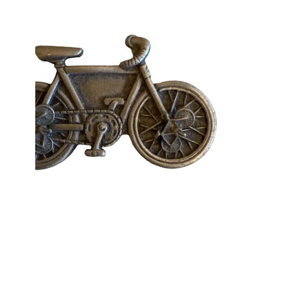 Vintage Ms. Dee Pewter tone Bicycle Bike Brooch Pin Earrings Set - Picture 3 of 6